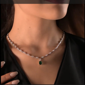 Lab-Grown Diamond Emerald Cut Statement Drop Necklace